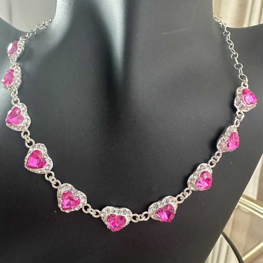 Sterling Silver 925 Choker Rosé Hearts Boho Gift Woman